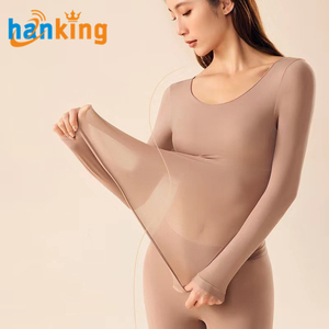 Set di biancheria intima <span class=keywords><strong>termica</strong></span> senza cuciture <span class=keywords><strong>donna</strong></span> Ehanking manica lunga sottile Ultra-sottile senza marcatura invisibile biancheria intima di calore - Product Image 1