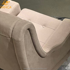Fauteuils de salon de style <span class=keywords><strong>français</strong></span>, tissu givré de haute qualité, rembourrés, fauteuil simple pour la maison, salon, fauteuil à bascule avec pieds en acier - Product Image 4