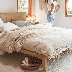 Meubles de chambre à coucher vintage danois modernes Lits en bois de rotin - Product Image 4