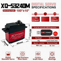 Прямые поставки с завода: Цифровой металлический сервопривод XQ POWER S3240M 40 кг с настраиваемыми параметрами, водонепроницаемый, с вращением на 360 градусов, для радиоуправляемых моделей