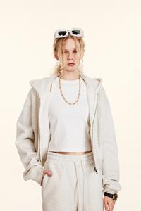 <span class=keywords><strong>Sweat</strong></span> <span class=keywords><strong>à</strong></span> <span class=keywords><strong>Capuche</strong></span> Court Zippé Personnalisé et <span class=keywords><strong>Uni</strong></span> pour <span class=keywords><strong>Femme</strong></span>, en Molleton de Coton Lourd, Style Streetwear, Veste Manteau Blouson Zippé pour Filles Tendance - Product Image 2