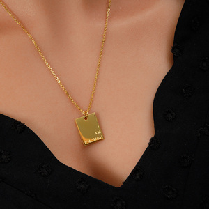 Custom Stainless Steel Engraving Letter Pendant Necklace 18K Gold Plated Engraved <strong>I</strong> <strong>Am</strong> <strong>Enough</strong> English Letter Necklace YF3324 - Product Image 4
