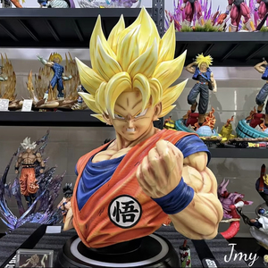 Statue de buste de Goku Super Saiyan de taille réelle 1:1, de haute qualité, en résine et fibre de verre, figurine d'anime, objet de collection, décoration - Product Image 1
