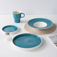 Ensembles d'assiettes design personnalisées Vaisselle en gros Vaisselle bleu poussiéreux Vaisselle d'hôtel de qualité supérieure Assiettes à dîner pour restaurant