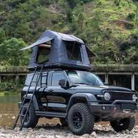Langlebiges Vier-Jahreszeiten-Dachzelt Schwarze Schale Ein Schlafzimmer Wasserdichtes Oxford-Gewebe PE-Rohr Tragbar Schnell Automatisch Aufklappbar Outdoor