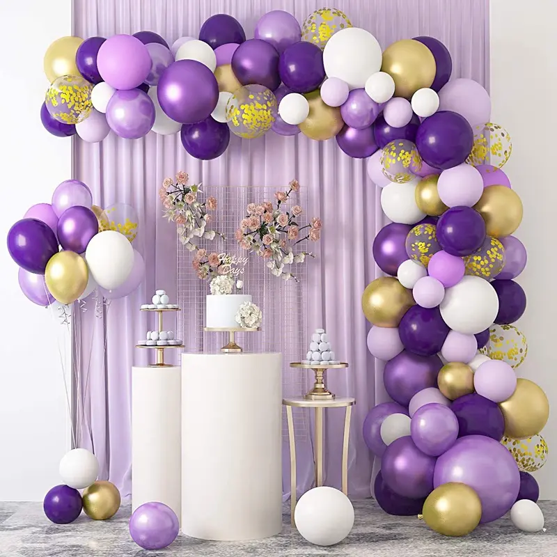 Hete Verkoop Ins Stijl Paarse Ballonnen Set Thema Voor Bruiloftsfeest Decor