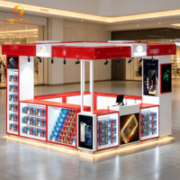 Vitrina de Vidrio con Cerradura para Almacenamiento de Teléfonos Móviles con Iluminación LED, Mueble de Exhibición Antirrobo para Reparación de Teléfonos Móviles