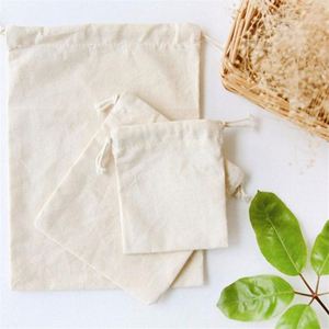 Custom Eco Friendly Organic Muslin Cotton Pouch Promotional Small <b>White</b> Calico Cloth Canvas Drawstring <b>Bag</b> With Logo Printed - Product Image 4