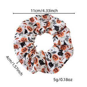 Elastico per Capelli Bianco con Scritta <span class=keywords><strong>Halloween</strong></span> e Motivi Candy Corn per Confezioni Regalo Stagionali e Rivendita in Boutique - Product Image 3