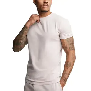 Camiseta deportiva a prueba de sudor de LICRA de algodón con logotipo personalizado para hombre, Camiseta deportiva ajustada con cuello en V para hombre