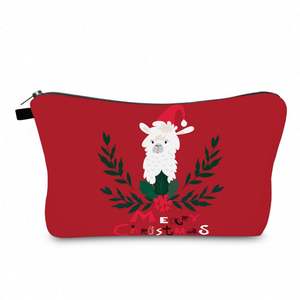 Nueva Bolsa de Maquillaje Impermeable con Estampado Navideño Personalizado, Bolsa de Cosméticos Portátil y Suave para Viajes, Regalo para Mujeres y Niñas - Product Image 1