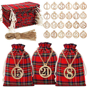 Bolsa de tela con cordón inspirada en el calendario de Navidad al por mayor, suministros decorativos cuadrados para interiores, adornos navideños - Product Image 1