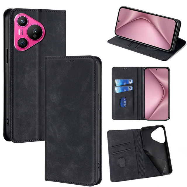 PU Leather Flip Case With Kickstand for Huawei P60 Pura 80 Pura 70 Nova 14 13 Y91 Y73 Y72 Y63 Pro Ultra