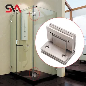 シャワールーム90度SUS304サテン両面ガラスガラス油圧ガラスドアヒンジ中国サプライヤー - Product Image 1