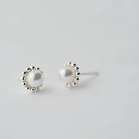LT-341 S925 Sterling Silber Perlen ohrringe Vielseitige feine Stud Design Frauen koreanische Blume für Hochzeit und Verlobung