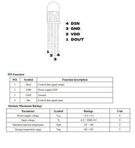 WS2812D-F5 Nouveau LED programmable d'origine 5 mm Diode électroluminescente RVB DIP4 WS2812D - Product Image 3