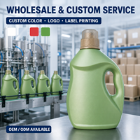 Botella de Plástico HDPE de 2L para Detergente, Color Verde, con Tapa de Rosca PET, Ecológica, Venta al Por Mayor