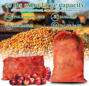 Bolsas de malla grandes personalizables para productos agrícolas, 60 lb, reutilizables, lavables, transpirables, con cordón, para cebollas y patatas - Product Image 5