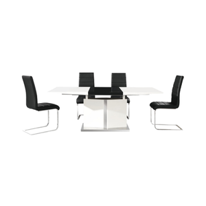 Ensemble de table et chaises de salle à manger extensible en acier inoxydable réglable au design moderne, 4 pièces, meubles pour la maison - Product Image 2