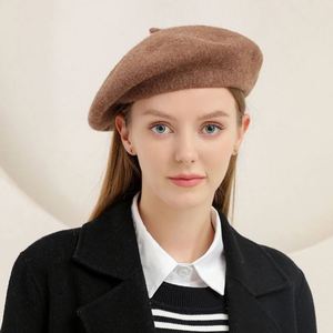 Bérets en laine 100% de couleur unie, fabriqués en usine OEM, en gros, sur commande, en stock, pour femmes - Product Image 6