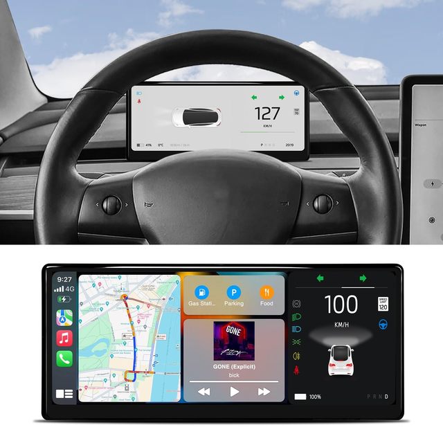 9 in Wireless/Wired Carplay Android Auto Bluetooth Head Up Dashboard Display for Tesla Model Y 2019-2024 & Model 3 2017-2023