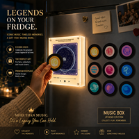 BRAVION Sterrenhemel Galaxy NFC Muziek Koelkastmagneet 9 Draaiende Schijven Kosmische Kunst Cadeau Vinyl Muziekspeler Gepersonaliseerd Magnetisch Cadeau