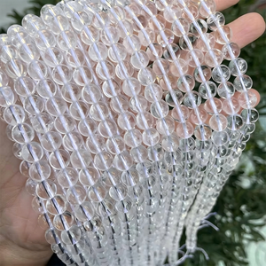 Perles <span class=keywords><strong>de</strong></span> cristal blanc naturel, perles <span class=keywords><strong>de</strong></span> quartz clair rondes, pierres précieuses en vrac pour la fabrication <span class=keywords><strong>de</strong></span> bijoux - Product Image 1