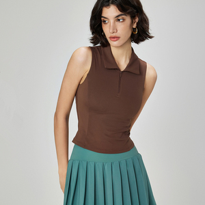 Débardeur de sport pour femmes en gros, sans manches, pour la course à pied et le yoga, avec coussinets de poitrine amovibles, vêtements de sport, débardeur de fitness, demi-zip, veste de sport pour femmes - Product Image 3