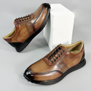 Chaussures décontractées pour hommes en cuir véritable à bout rond, à lacets, respirantes, avec semelle extérieure en caoutchouc et semelle intermédiaire en EVA, style automne - Product Image 5