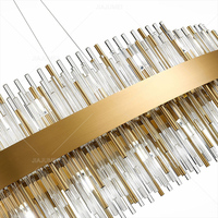Lámpara Colgante de Cristal, Moderna y Lujosa, para Comedor, Tamaño Mediano, LED, Dorada, Fácil Instalación