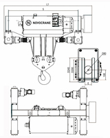 Pont roulant NWH8 32000 kg avec moteur 2*1.3 kW, hauteur de levage 9 m et chariot de charge M5 2m (M5), palans électriques à câble à double poutre