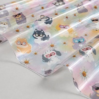 Tissu vinyle transparent personnalisé à motif dessin animé, tissu vinyle imprimé, tissu PVC transparent pour sacs, artisanat, couture, patchwork, sans MOQ
