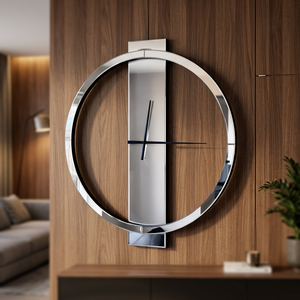 Horloge murale rectangulaire minimaliste en fer, mouvement mécanique, affichage à aiguilles, finition noire, décoration moderne pour la maison, sonnerie horaire - Product Image 1