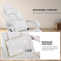 Chaise de bureau professionnelle confortable avec dossier en cuir PU, chaise de jeu pour ordinateur, blanche