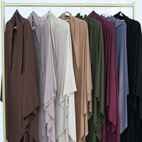 Foulard de Prière Khimar Long en Coton Jersey Modal Premium Extensible Respirant Une Couche pour Femmes Musulmanes, Forme Diamant, Aïd Ramadan