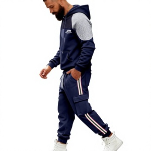 Conjunto Deportivo con Capucha para Hombre LM, 100% Algodón, Color Sólido, Bloques de Color, Manga Larga, Sudadera Informal con Pantalones y Bolsillos Laterales, Ropa de Invierno - Product Image 5