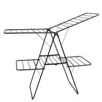 Séchoir à linge pliable en métal à double niveau, type aile de mouette, extensible, pliable, sur pied, détachable pour salle de bain