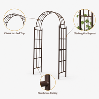 Treillis de jardin rond en fer forgé pour plantes grimpantes avec panneaux à grille ouverte, support pour plantes rampantes, décoration d'entrée de chemin, durable et imperméable