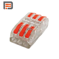 Connecteur de câblage rapide transparent PCT-2-3-Transparent avec boîtier coloré en nylon et levier, bornier de câblage rapide transparent