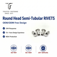 Rivets semi-tubulaires à tête ronde en acier TianFang pour la production d'accessoires marins, finition oxyde noir, tailles personnalisées, fourniture OEM ODM