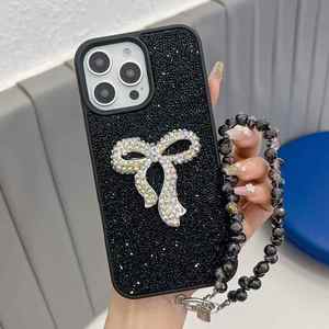 Funda para Teléfono Móvil con Correa de Muñeca y Protección 360° de <span class=keywords><strong>PC</strong></span> Rígido con Cuentas y Dijes de Mariposa con Brillantina de Diamantes para 16 - Product Image 5