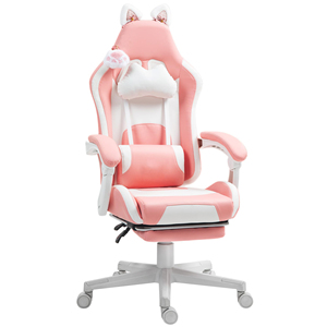 Chaise de jeu avec repose-pieds pour joueurs et esports Chaise de jeu vidéo <span class=keywords><strong>Coussin</strong></span> confortable pour le soutien <span class=keywords><strong>lombaire</strong></span> Dossier réglable - Product Image 1