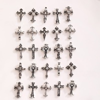 Nouveauté 2026 : Breloques 3D pour ongles, croix en alliage, strass noirs, style vintage punk gothique, accessoires d'art des ongles pour Halloween, pour DIY