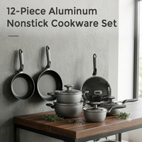 Ensemble de casseroles et poêles en aluminium forgé antiadhésif FLUXCHEF 12 pièces, compatible induction, FDA LFGB, fabrication OEM ODM, logo personnalisé