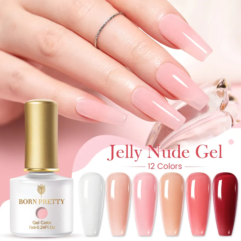 BORN PRETTY Nature French Nail Art Sheer Pink Colour Gel Polish Translucent Jelly Nude Gel Varnishes For Nails