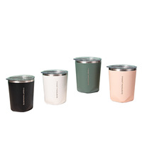 Mug à café simple et portable en acier inoxydable à double paroi isolé sous vide de 300 ml avec couvercle
