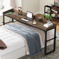 Table mobile réglable et écologique avec 2 prises CA et 2 ports USB sur roulettes, pour ordinateur portable sur lit, taille Queen