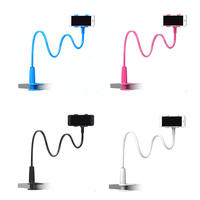 Support de bureau flexible à bras long col de cygne, réglable, étanche et antidérapant pour téléphone et tablette