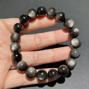 Bán Buôn Tự Nhiên Bạc Obsidian Đính Cườm Vòng Đeo Tay Hợp Thời Trang Cat Eye Pha Lê <span class=keywords><strong>Bangle</strong></span> Người Đàn Ông Phụ Nữ Vàng Bạc Obsidian Vài Vòng Đeo Tay - Product Image 4