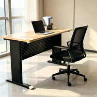 Table de bureau moderne avec plateau en grain de bois, option de bureau de conférence en MFC avec tiroirs, mobilier de réception de luxe pour usage commercial et domestique